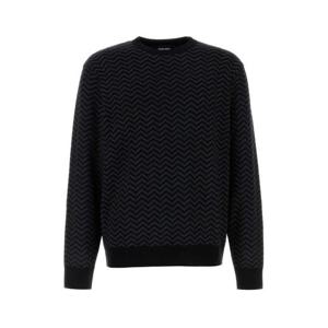 조르지오 아르마니 남성 네이비 Stretch 울 자수 스웨트셔츠 GM001957AF19069 FC001