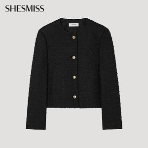 [쉬즈미스] 라운드넥 트위드 자켓_SWWJKP32080_BK