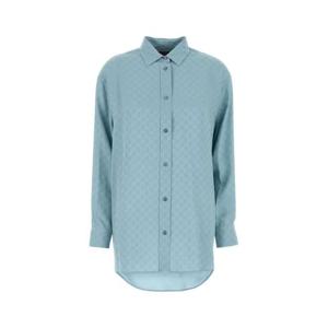 구찌 여성 연하늘 Light 오버사이즈 실크 긴팔 셔츠 837168Z7ATQ 4141