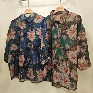 스테파니 HC07 해바라기 롱 쉬폰 블라우스 A25SH5308