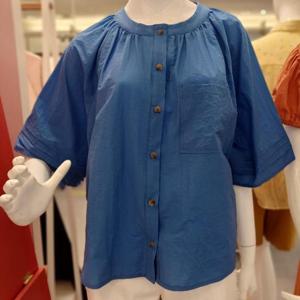 Latium HC06 국내생산 스판 얇고 가벼운 루즈핏 핀턱 남방형 반팔 셔츠블라우스 T2531bl01B