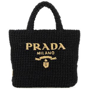 25 FW 프라다 밀라노 로고 엠브로이더드 오픈탑 라피아 토트백 1BG422VOOL2C2T