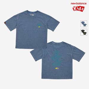 [뉴발란스키즈] NK9BF3701U(50) 블루 NBSC) 피그먼트 세미 오버핏 7부 티셔츠