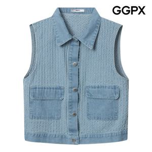 [지지피엑스]빅 포켓 데님 엠보 터치 베스트 GP9VT006B