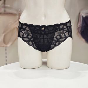 [트라이엄프] 딥브이 드리밍 리본 망사 레이스팬티 TEWPT711 BK