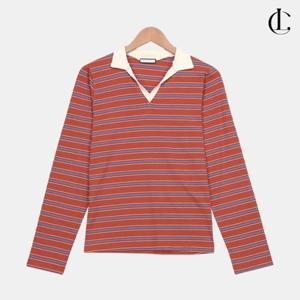 엘케이트 여성 긴팔 단가라 티셔츠 브이넥 아방핏 럭비 카라티 LCR118