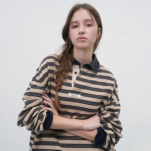 WOMAN 빈티지 스트라이프 럭비 티셔츠 [BEIGE] / WBE3L01510