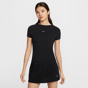 나이키반팔티 SQJ HV2402-010 스포츠웨어 칠 니트 여성 타이트 반팔 모크넥 탑