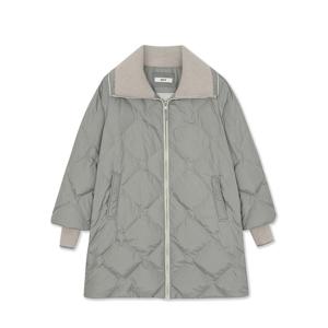 롱 길이 니트 칼라 야로우 다운 재킷 (UFKWJA4A6T-KHAKI)