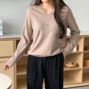 샵앤) 여성 홀가먼트 무지 긴팔 후드 니트 티셔츠 21DS-WKN-4887-차콜