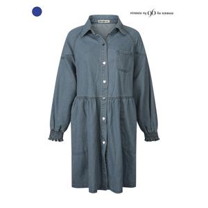 [나인식스뉴욕]스모크 밴딩 소매 데님 원피스 (NP9OP001M0)