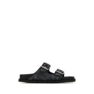 BIRKENSTOCK 1774 X BECOMES BERLIN Multicolor velvet Arizona French Piping slippers 1031795 BLACK