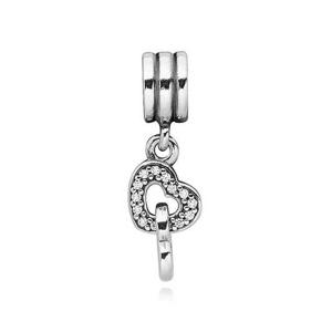 판도라 791242CZ 인터락 하트 펜던트 겸 댕글 실버 참