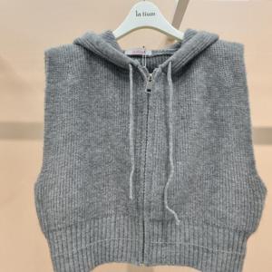 라티움 HC34 신축성좋은  숏짧은 지퍼후드 니트스웨터집업조끼 T2541vt02