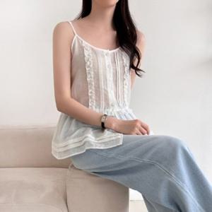 [다잇템][다잇템] 여성 프릴 SS 코디 레이스 비스코스 민소매티_