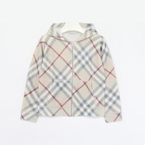 버버리키즈 체크 후드 집업 울 니트 여아 자켓 8093140/4A