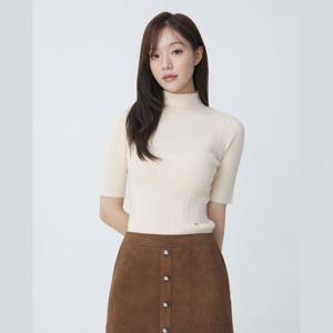 플라스틱아일랜드  (PR4KH061) 하이넥 반팔 니트