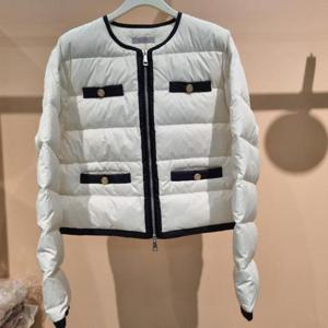 라티움 HC34 가벼운 크롭 덕 띠배색 노카라  숏짧은  오리털패딩 T2554jk03