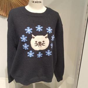 르피타 HC06 블루무즈 캣 플라워 따숩 니트(블랙) L254BSWA13