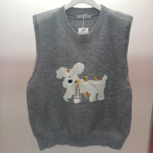 Latium HC06 부드럽고 신축성 좋은 올리 자수 깔끔한 라운드 니트조끼 베스트 T2533vt06G