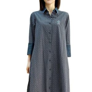 [비꼴리끄(여성)]데님 배색 로브 원피스 B252WO1090