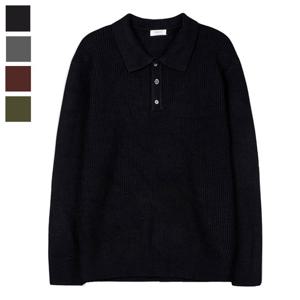 [리빌모아]남자 간절기 반버튼 카라넥 긴팔 니트티 GN-KN-Q017-