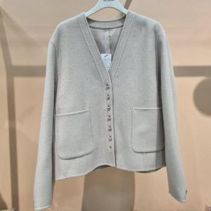 라티움 HC34 25F/W 울100% 핸드메이드 콩단추 노카라 숏짧은 울자켓 T2543jk03