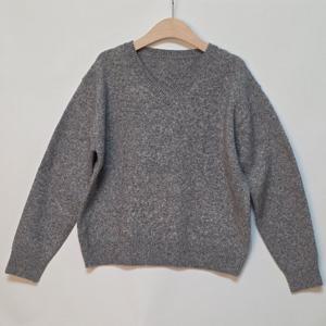 샵앤) 국산 여성 V넥 기본 베이직 긴팔 무지 니트티 21DS-WKN-4973-그레이