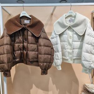 라티움 HC34 뽀글이넓은카라 덕 패딩 옆트임 밑단스트링 숏짧은 루즈핏오리털패딩 T2543jp04