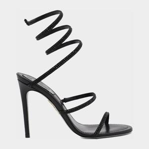 르네 카오빌라 블랙 가죽 앵클 랩 샌들 C12369105 R001V050