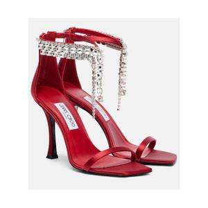 지미추 Verity 100 임벨리시드 새틴 샌들 P01070971