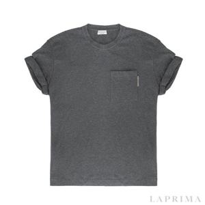 라프리마 브루넬로 쿠치넬리 턴업 슬리브 포켓 티셔츠 M0T18BB300-C080