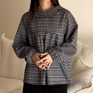 나야홍 / 아이우먼 나비카라체크블라우스 SMV414M510 빅사이즈