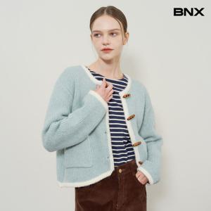 [비엔엑스]배색 아웃 포켓 더플 버튼 니트 가디건 (BX4CD031L0)