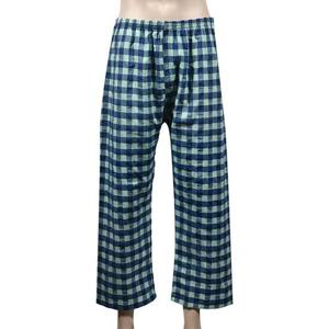 사계절 편안한 남성 순면 체크 9부 파자마 잠옷 바지