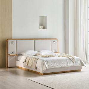 삼익가구 에페소 LED조명 패브릭 원목 침대(SB 본넬스프링 매트리스-퀸)