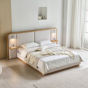 삼익가구 에페소 LED조명 패브릭 원목 침대(SB 필로우탑 7존 독립스프링 매트리스-라지킹)