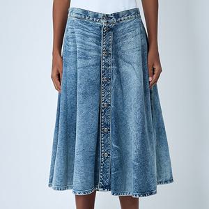 25 FW 디젤 De Annet Fsh 플레어드 데님 미디 스커트 A21423 007DA 01