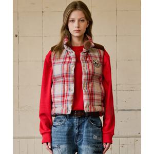 [지프] 여성 체크 모직 다운 베스트 (JQ4JPF603BE)