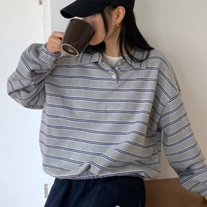 나야홍 / 아이우먼 두줄단가라버튼맨투맨 YYV533M510 빅사이즈