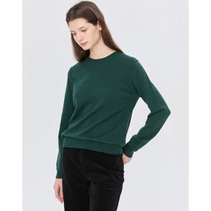 헤지스 여성 24FW 스테디셀러울 그린 라운드넥 스웨터 WSSW4DU01E2