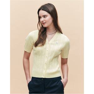 헤지스 여성 25SS 리사이클 폴리 혼방 반소매 가디건 옐로우 HSSW5BC35Y1