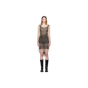25 FW LAURA ANDRASCHKO 여성 베이지   블랙 레이스 테일 미디 드레스 252318F054002