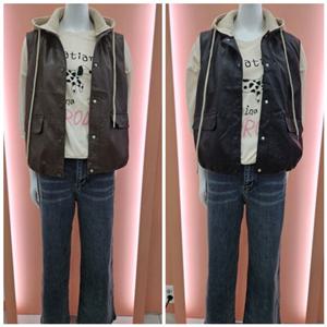 [수스]니트후드 인조가죽  베스트자켓  S253BVO951_US