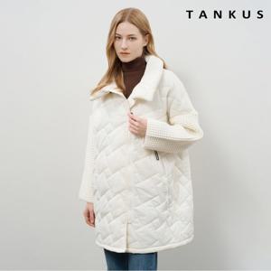 [탱커스]하프넥 니트 슬리브 퀼팅 포켓 롱 집업 점퍼 (TX4JP021L0)