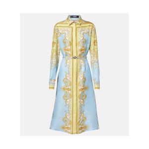 베르사체 Barocco 실크 트윌 미디 드레스 P01129226