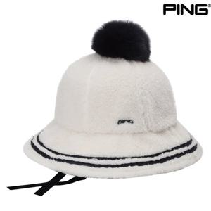 [핑]여성 방울 플리스 테잎 장식 버킷햇 121D4CP383_WH_CJ