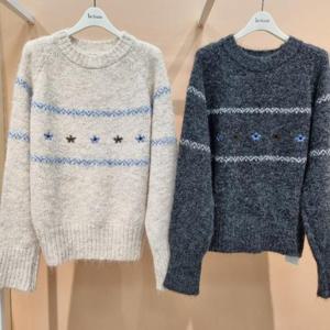 라티움 HC34 중앙꽃자수 토피넷 편한한 니트스웨터 T2543sw05