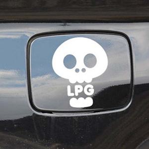 자동차 주유구스티커 해골 LPG 화이트