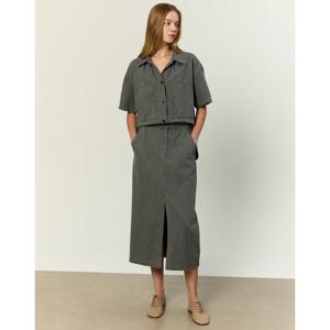 아떼 바네사브루노 여성 25FW EXCLUSIVE 그레이 뒷트임 데님 반팔 원피스 VLDR5D401G2